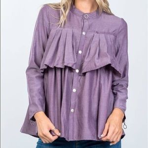 Blouse - ruffle layer top with snap detail